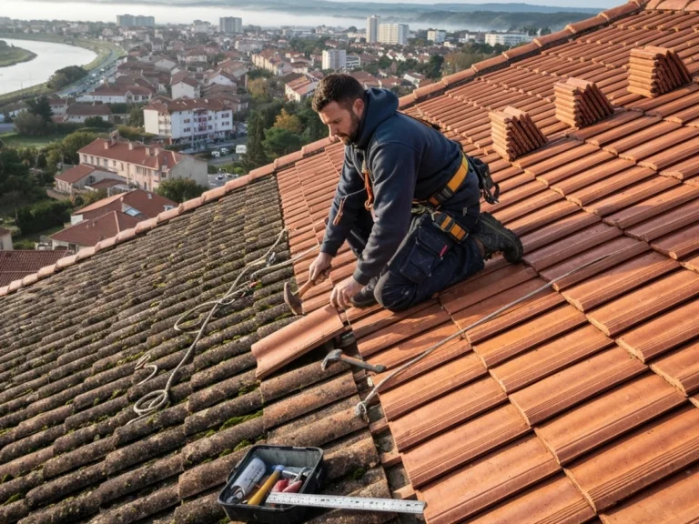 Couvreur professionnel en intervention